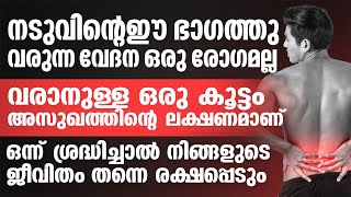 നടുവിന്റെ ഈ ഭാഗത്തു വരുന്ന വേദന ഒരു രോഗമല്ല വരാനുള്ള ഒരു കൂട്ടം അസുഖത്തിന്റെ ലക്ഷണമാണ്naduvedhana [upl. by Ariela242]