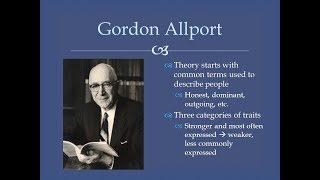 Gordon Allport Trait Theory Theories of personality lecture by Dr Anjum Ara 23 May 2021 part 1 [upl. by Aihsenrad]