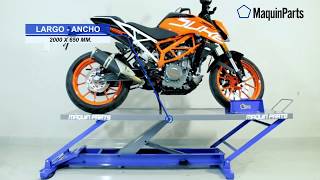 Banco elevador de motos hidráulico MAQUIN PARTS® Cap 500 kgs [upl. by Ardnassela]