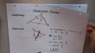 Mathe Klasse 6  Wie berechne ich den Flächeninhalt eines Dreiecks [upl. by Notgnirra]