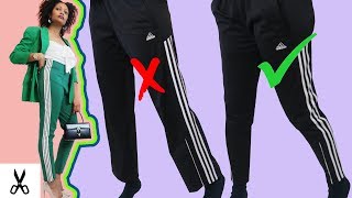 How To Make Adidas amp Track Pants Into Tapered Skinny Leggings [upl. by Laynad]