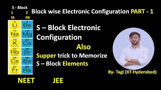 S–Block Electronic Configuration Supper trick to Memorize S – Block Elements  PART1NEET  JEE [upl. by Ybbil]