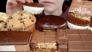 ASMR Milka Chocolate Brownie Snickers Almond Bavarian Cream Donut Muffin Ice Cream Hersheys [upl. by Willing]