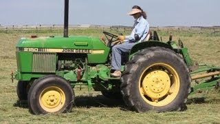 Rolling Oaks Farm  Tedding and Raking John Deere 2150 and 2755 Tractors on 6192013 [upl. by Nailij]