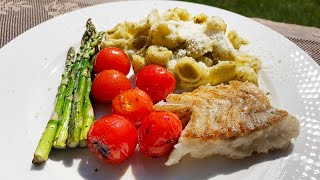 Pasta Pesto met Kabeljauw Codfish recipe 🐟 WokkingWoW MrMichael [upl. by Yehus]