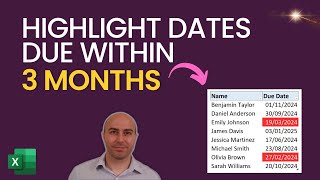 Highlight Dates DUE Within 3 Months of Expiry Date 🕛  Excel Tutorial [upl. by Etan25]