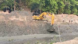 canal digging many excavator working here at same time cat excavator Hitachi excavator working [upl. by Elpmet192]