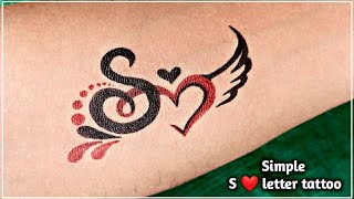 Make S letter temporary tattoo at home with pen beautiful idea [upl. by Nawed764]