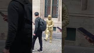 quotGolden Man Street Performer  Stunning Living Statue in Belgium  Brussels Grant Place [upl. by Northway]