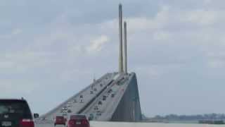 Driving to the Insanely Steep Sunshine Skyway Bridge [upl. by Annahgiel]