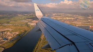 KLM Embraer 175 Colourful Summer Evening Landing at Amsterdam Schiphol from Cork [upl. by Ronoel]