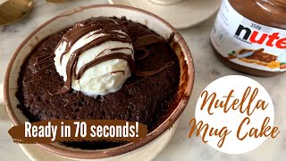 EPIC Eggless Nutella Mug Cake  Fluffy simple 70 second mug cake recipe  BEST microwave cake recipe [upl. by Armillia]