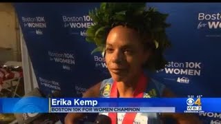 Annual Boston 10K for Womens race won by Allstons Erika Kemp [upl. by Eniarol]