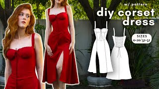 DIY COTTAGE CORE CORSET DRESS  full sewing tutorial w pattern l Juliana Corset Dress [upl. by Aivila491]