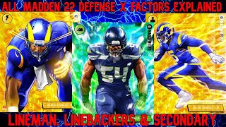 All Madden 22 X Factor Players EXPLAINED💡 Lineman Linebackers Cornerbacks amp Safeties Offense Tips [upl. by Nyletak]