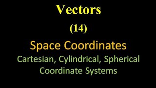 Vectors 14 Space Coordinates Cartesian Cylindrical Spherical Coordinate Systems [upl. by Nowd77]