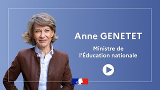 Message de la Ministre Anne Genetet aux professeurs pour le futur de notre École [upl. by Haimaj937]