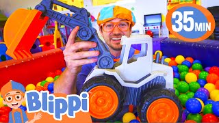 Blippi Excavates for an Excavator in Fidgets Indoor Playground  BEST OF BLIPPI TOYS [upl. by Artenal]