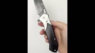 SunlongKnives Damascus Steel Blade Folding Knives with Naturel wood Handle [upl. by Eimak873]