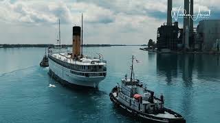 SS KEEWATIN FINAL VOYAGE TO MARITIME MUSEUM OF THE GREAT LAKES by Windsor Aerial Drone Photography [upl. by Teemus]