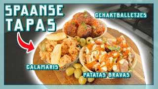 SPAANSE TAPAS GEHAKTBALLETJES PATATAS BRAVAS EN CALAMARIS  EtenmetNick  How to [upl. by Kerns807]