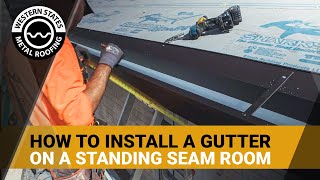 How To Install Gutters On A Standing Seam Metal Roof PreHung Box Gutter And Eave Trim Installation [upl. by Malachy]