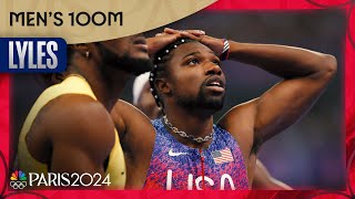 Noah Lyles pulls off UNBELIEVABLE 100m win by tightest of margins  Paris Olympics  NBC Sports [upl. by Nauqes]