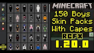 150 Boys Skin Packs With Capes For Minecraft 1200 Mobile and PC [upl. by Akitan]