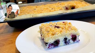 Streusel Blechkuchen mit Heidelbeeren  Streuselkuchen vom Blech  Blaubeerkuchen [upl. by Jessamyn]