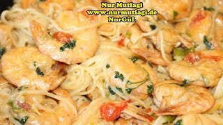 Kremalı Karides SPAGHETTİ sosu tarifi  Nurmutfagi [upl. by Aihsyn]