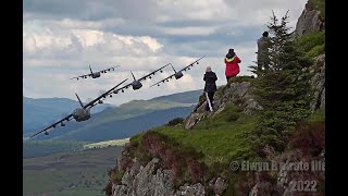 4 X USAF MC130 in close formation Low level in the Mach Loop [upl. by Duax121]