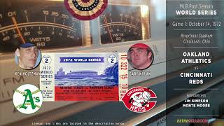 1972Oct14 • OAKCIN • World Series G1 • Oakland Athletics vs Cincinnati Reds  Radio [upl. by Corvese]