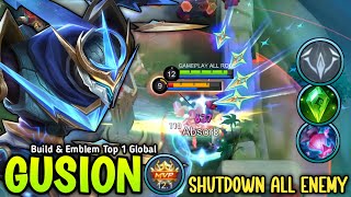 100 BRUTAL DMG GUSION NEW HIGH DAMAGE BUILD amp EMBLEM MONSTER JUNGLER  BUILD TOP 1 GLOBAL GUSION [upl. by Edwina718]