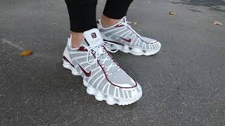 2020 Nike Shox TL White  Dark Beetroot Wolf Grey on feet AV3595 103 WOMFT [upl. by Joell]