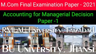 Accounting for Managerial Decision  MCom Final year Examination2021 MCom question paper 2021 [upl. by Tahp939]