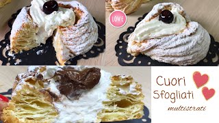 SFOGLIE CUORI MILLESTRATI ricetta in 5 MINUTI e 3 INGREDIENTI  PASTRY HEART Tutti a Tavola [upl. by Sivra295]