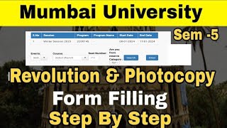 how to apply Mumbai University Revaluation Form  SEM5 Revaluation Form 202324 Link Open  KT Form [upl. by Narhem]