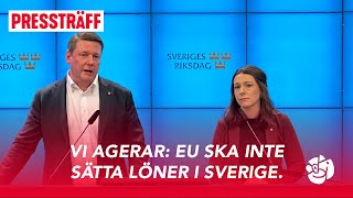 LIVE S agerar i riksdagen för att EU inte ska sätta löner i Sverige [upl. by Naitsirhc974]