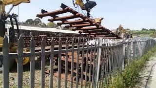 Stacking railway tracks in sections at Truro train station Cornwall UK 20 May 2024 1034 [upl. by Altis]