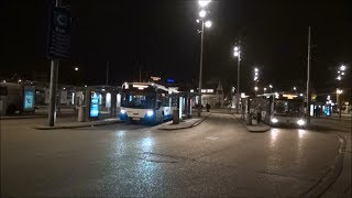 GVB EBS amp Connexxion trams amp bussen op Amsterdam Centraal by night  5 april 2014 [upl. by Ahsekahs]