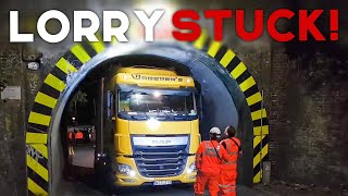 UNBELIEVABLE UK LORRY DRIVERS  Lorry Gets Stuck In Narrow Lane Trailer Crashes Into 2 Trucks 24 [upl. by Fia]