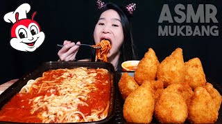 Jollibee Spaghetti amp Creamy Chicken Croquettes Portos Potato Balls amp Cheesy Noodles  Mukbang Asmr [upl. by Assilla148]