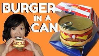 HAMBURGER in a CAN Taste Test  readytoeat cheeseburger amp steak house burger [upl. by Burt868]