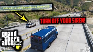 ADMIN KICKS COP for having SIRENS ON GTA RP [upl. by Brion767]