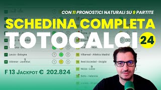 Totocalcio 24 ultima occasione Jackpot Formula 13 € 200000 11 Pronostici Naturali in schedina [upl. by Nonnaihr204]