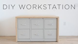 DIY Workstation  How to make a craft table with storage [upl. by Eybbob]