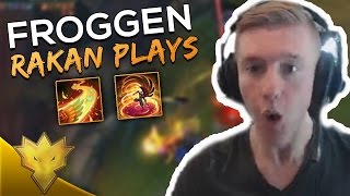 Froggen Making PLAYS With RAKAN  Froggen Playing New Champion Rakan Highlights amp Funny Moments [upl. by Aerdnaxela]