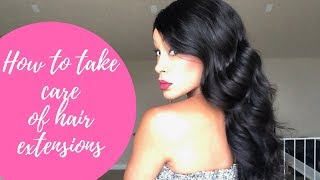 HOW TO TAKE CARE OF HAIR EXTENSIONS MALAYSIAN BODY WAVE [upl. by Lisetta]