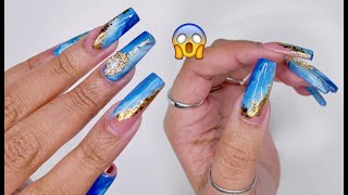 TUTO ONGLES GEL  OCEAN WAVES 💅🏼 NAIL ART FACILE  VERSION MARBRÉ [upl. by Haden]