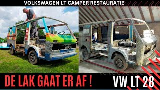 Werkplaatsvlog 5 Volkswagen Lt Camper Restauratie de lak gaat er af de eerste stap naar restauratie [upl. by Astrix262]